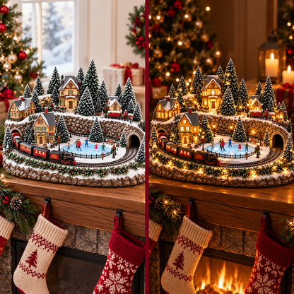 🚞💡 49% OFF Today! ✨ Magical Christmas Train & Skating Rink – Bring Holiday Magic Home! ✨