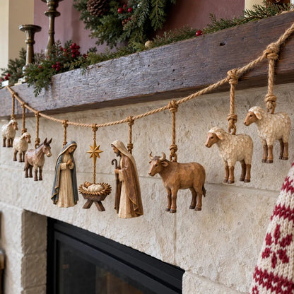 🔥 50% off | ✝️🎄 Handmade wooden garland with nativity scene
