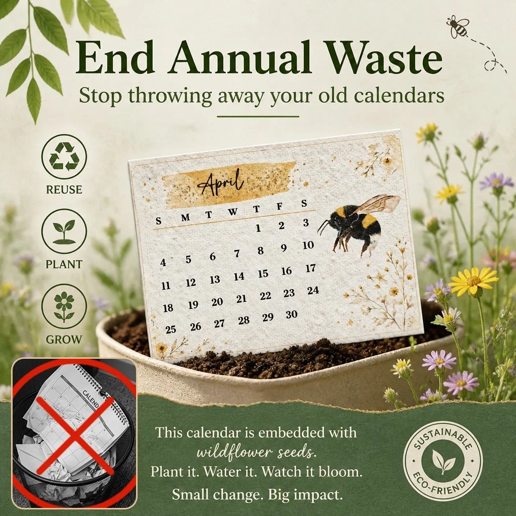 🌱Plantable Wildflower Calendar 2027 – Seed Paper Desk Calendar🌸
