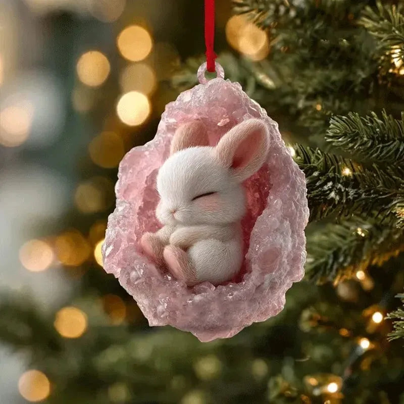 🎄 Woodland Geode Animal Ornaments – Tiny Christmas Friends Hidden in Crystal Magic