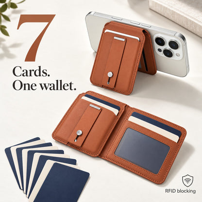 Magnetic Wallet Card Holder with Built-in Locator – Works with Apple Find My, RFID Blocking & MagSafe Stand 📱💳