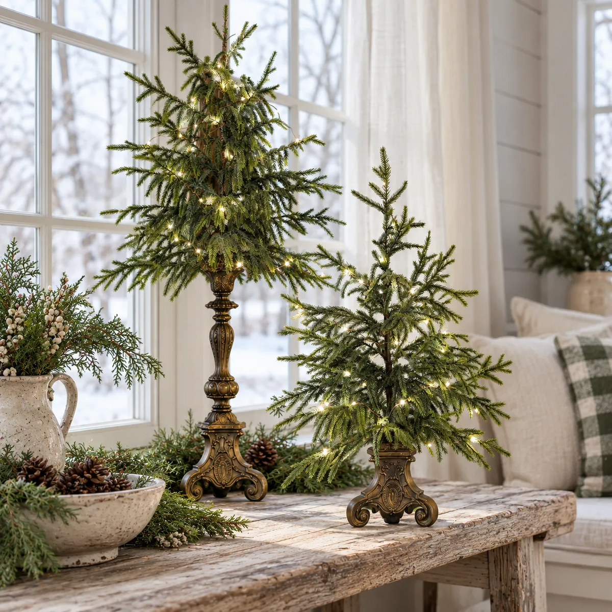 🎄Vintage Lighted Norfolk Pine Trees
