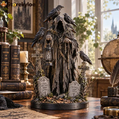 🐦‍⬛ Keeper Of The Last Light – Raven Guardian Lantern Statue