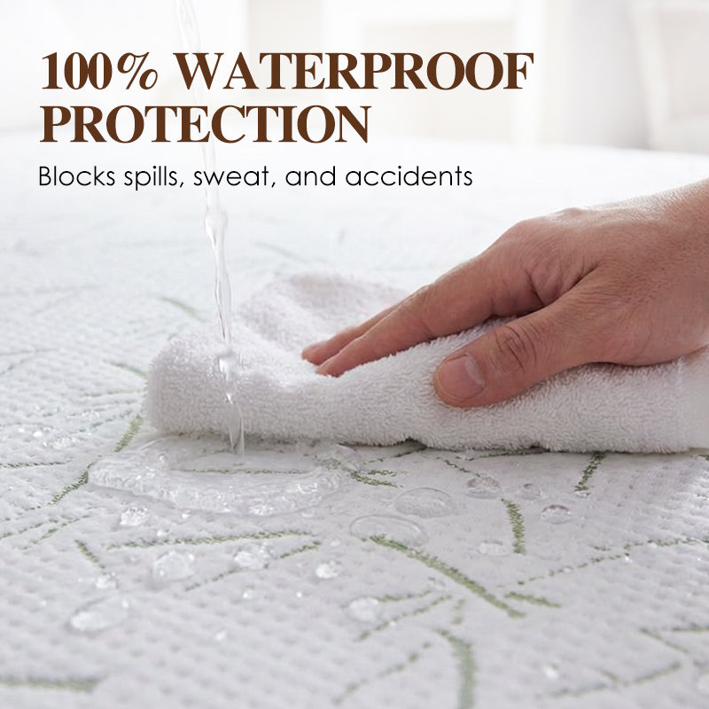 🌿 Waterproof Bamboo Fiber Mattress Protector – Breathable, Anti-Mite TPU – 360° Fitted Sheet for Peaceful Nights 💤