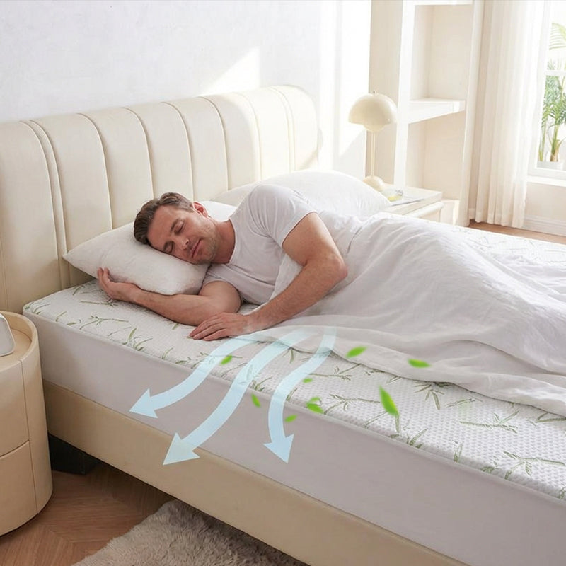🌿 Waterproof Bamboo Fiber Mattress Protector – Breathable, Anti-Mite TPU – 360° Fitted Sheet for Peaceful Nights 💤