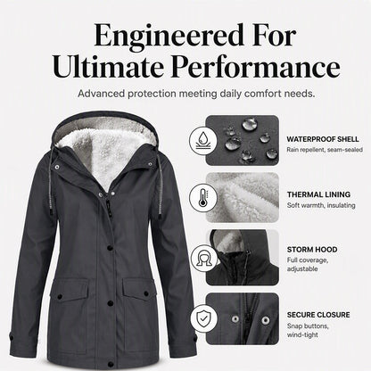🏔️❄️Seasonal Sale💦Women's Plush-Lined Windproof Hooded Jacket