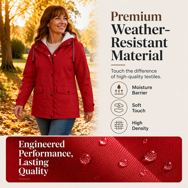 🏔️❄️Seasonal Sale💦Women's Plush-Lined Windproof Hooded Jacket