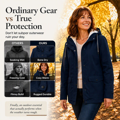 🏔️❄️Seasonal Sale💦Women's Plush-Lined Windproof Hooded Jacket