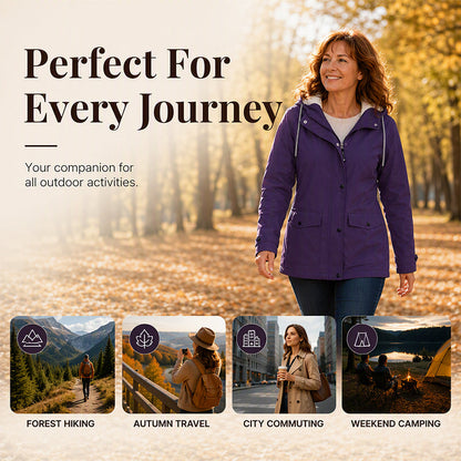 🏔️❄️Seasonal Sale💦Women's Plush-Lined Windproof Hooded Jacket