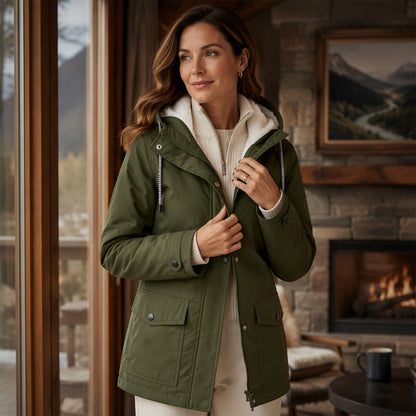 🏔️❄️Seasonal Sale💦Women's Plush-Lined Windproof Hooded Jacket