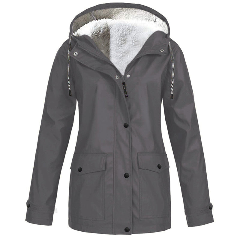 🏔️❄️Seasonal Sale💦Women's Plush-Lined Windproof Hooded Jacket