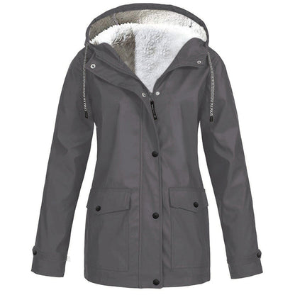 🏔️❄️Seasonal Sale💦Women's Plush-Lined Windproof Hooded Jacket