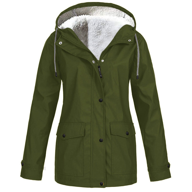 🏔️❄️Seasonal Sale💦Women's Plush-Lined Windproof Hooded Jacket