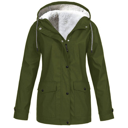 🏔️❄️Seasonal Sale💦Women's Plush-Lined Windproof Hooded Jacket