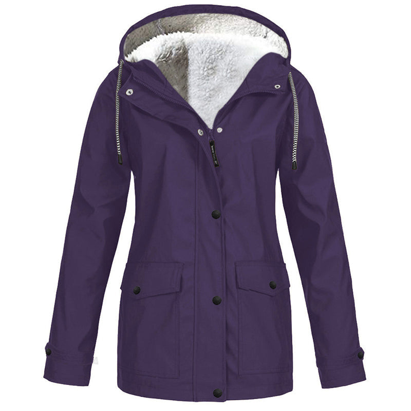 🏔️❄️Seasonal Sale💦Women's Plush-Lined Windproof Hooded Jacket
