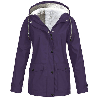🏔️❄️Seasonal Sale💦Women's Plush-Lined Windproof Hooded Jacket