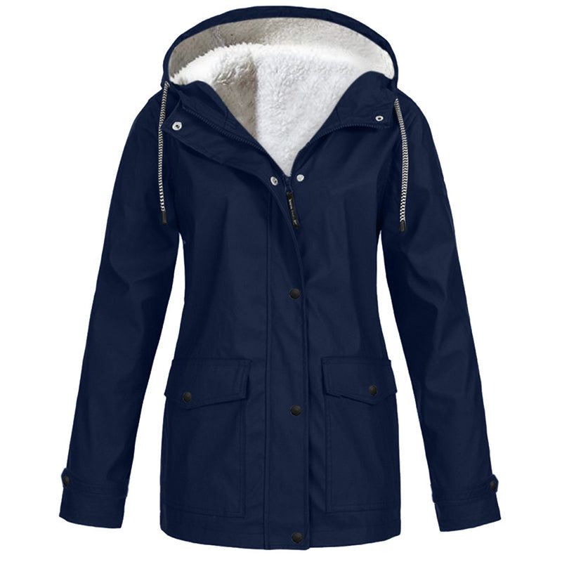 🏔️❄️Seasonal Sale💦Women's Plush-Lined Windproof Hooded Jacket