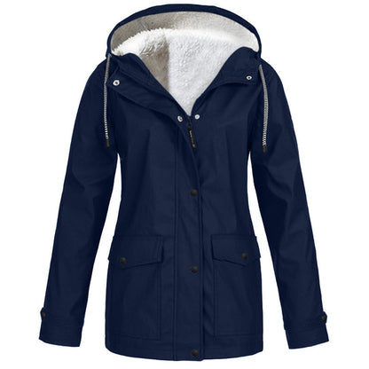 🏔️❄️Seasonal Sale💦Women's Plush-Lined Windproof Hooded Jacket