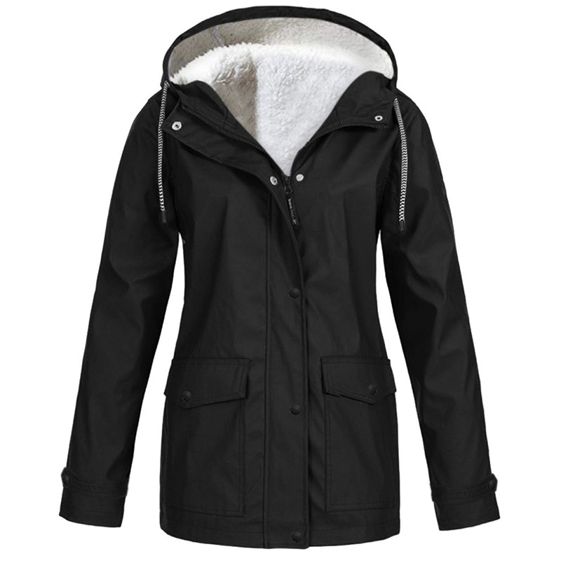 🏔️❄️Seasonal Sale💦Women's Plush-Lined Windproof Hooded Jacket