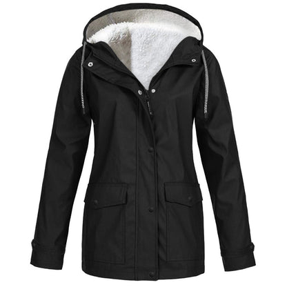 🏔️❄️Seasonal Sale💦Women's Plush-Lined Windproof Hooded Jacket