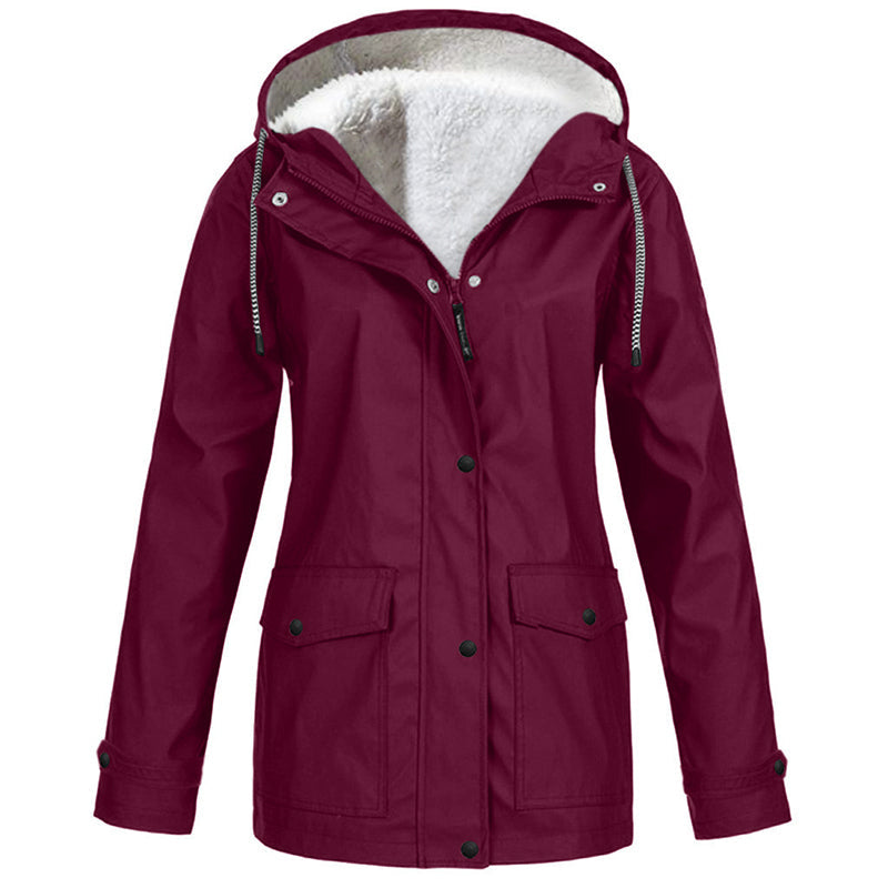 🏔️❄️Seasonal Sale💦Women's Plush-Lined Windproof Hooded Jacket