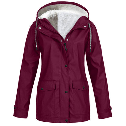 🏔️❄️Seasonal Sale💦Women's Plush-Lined Windproof Hooded Jacket