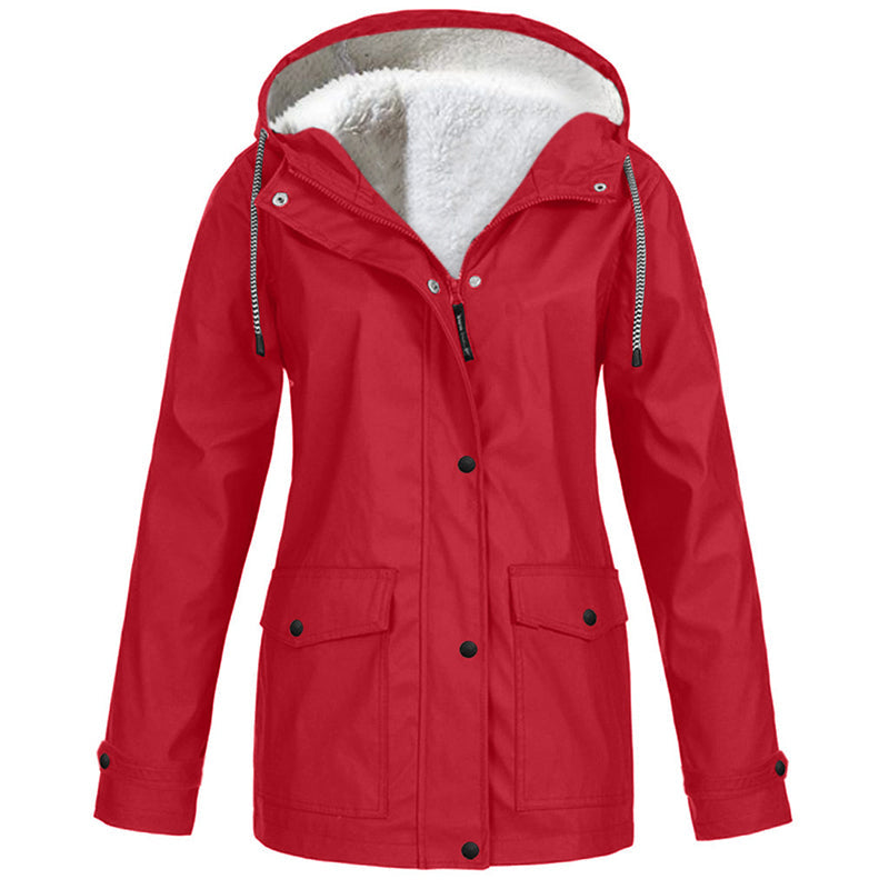 🏔️❄️Seasonal Sale💦Women's Plush-Lined Windproof Hooded Jacket