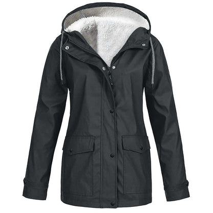 🏔️❄️Seasonal Sale💦Women's Plush-Lined Windproof Hooded Jacket
