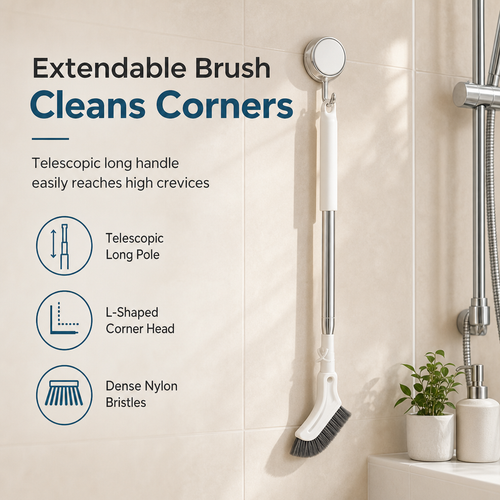 🔥✨ Telescopic Stainless Steel Crevice Brush🧹🇬🇧Adjustable Long Handle for Bathroom Gaps & Tight Spaces ✅ Stainless Steel ✅ Adjustable Length  ✅Stiff Bristles
