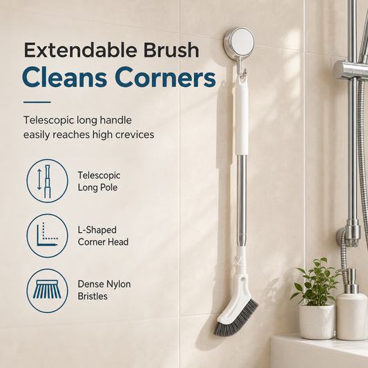 🔥✨ Telescopic Stainless Steel Crevice Brush🧹🇬🇧Adjustable Long Handle for Bathroom Gaps & Tight Spaces ✅ Stainless Steel ✅ Adjustable Length  ✅Stiff Bristles