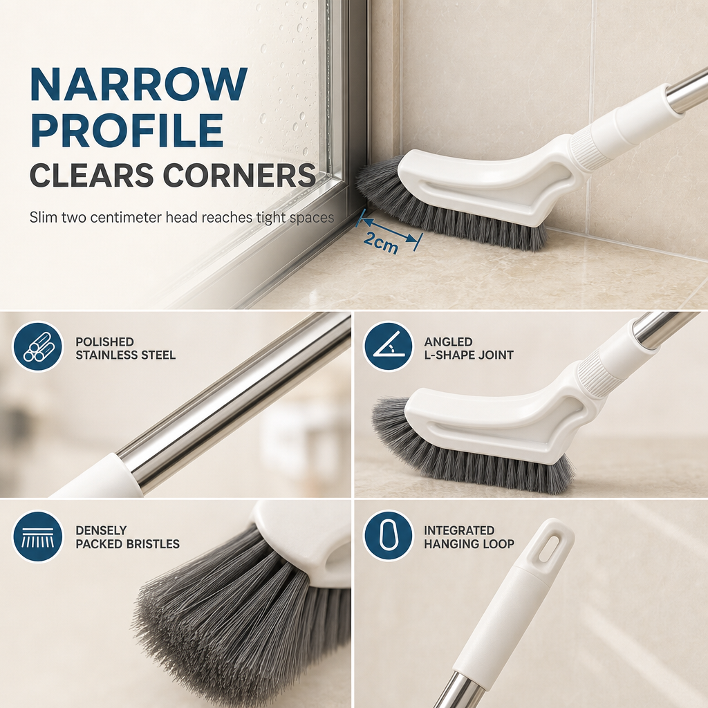 🔥✨ Telescopic Stainless Steel Crevice Brush🧹🇬🇧Adjustable Long Handle for Bathroom Gaps & Tight Spaces ✅ Stainless Steel ✅ Adjustable Length  ✅Stiff Bristles