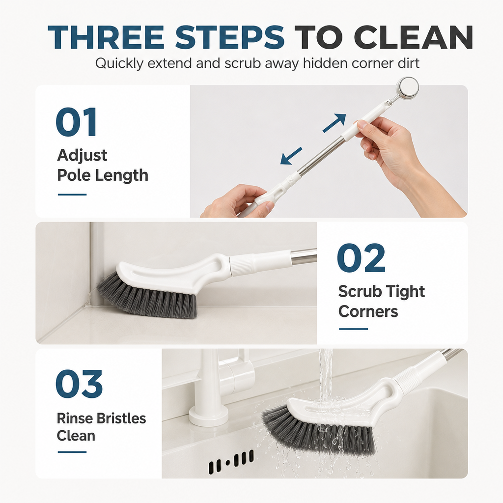 🔥✨ Telescopic Stainless Steel Crevice Brush🧹🇬🇧Adjustable Long Handle for Bathroom Gaps & Tight Spaces ✅ Stainless Steel ✅ Adjustable Length  ✅Stiff Bristles