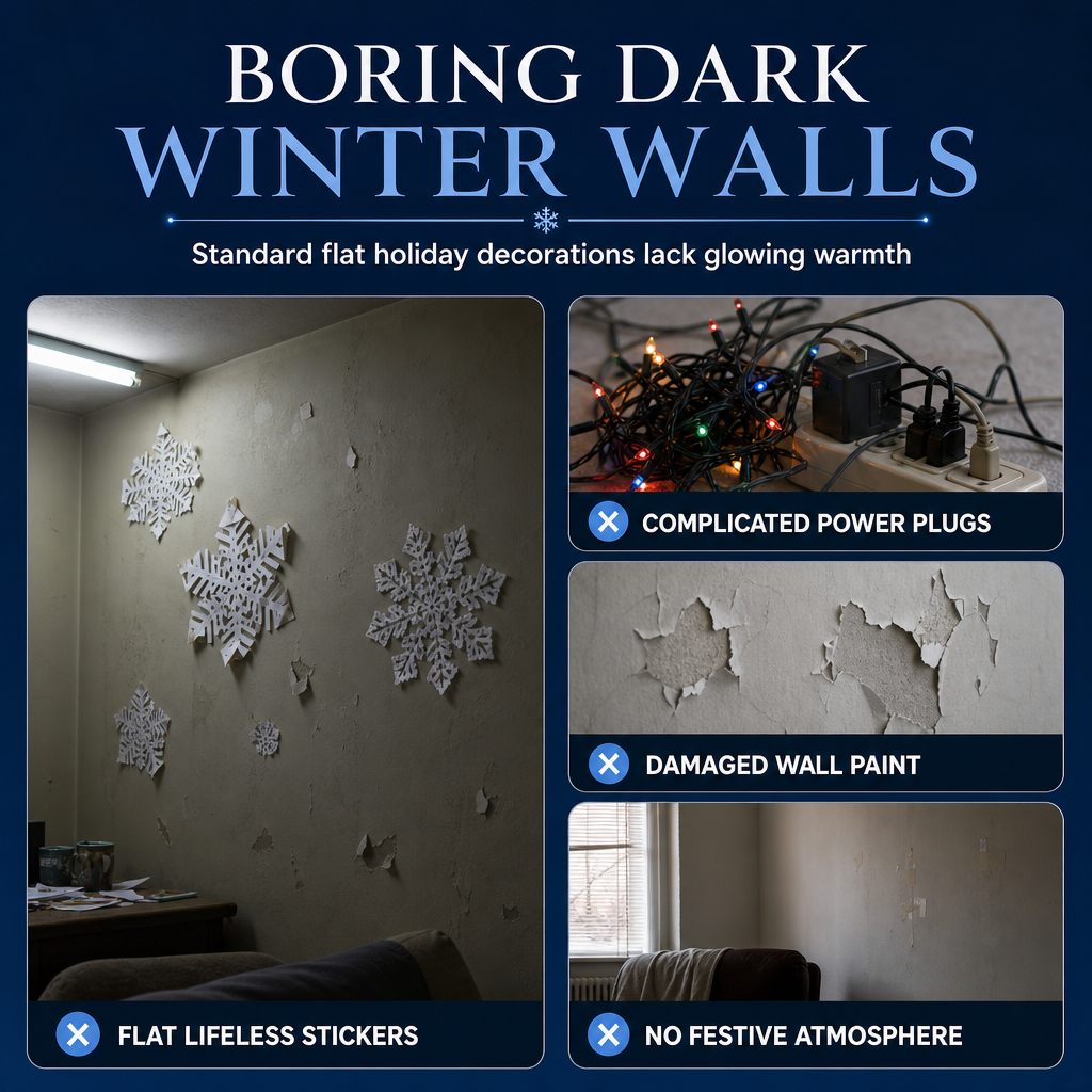 🥳2026 HOT SALE❄️Glowing Snowflake Night Light Wall Stickers