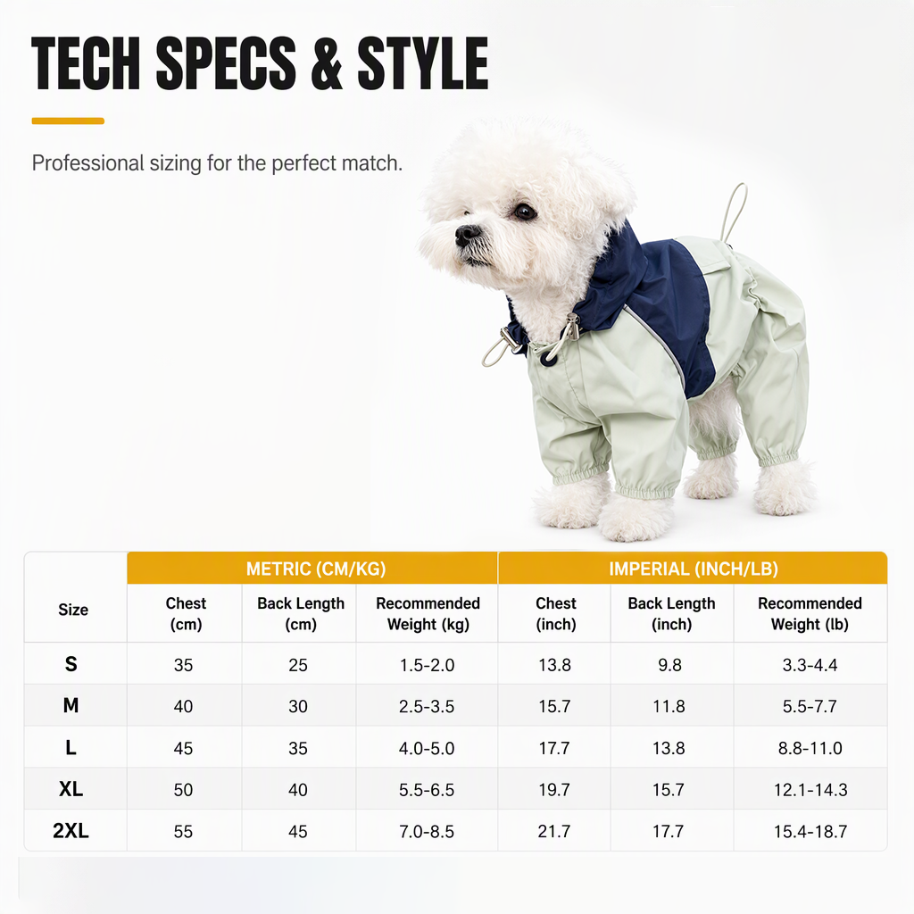 🐕 Pet Raincoat: All-Weather Protection, Waterproof, Windproof, Four-Leg Design, Reflective, Sizes S-2XL