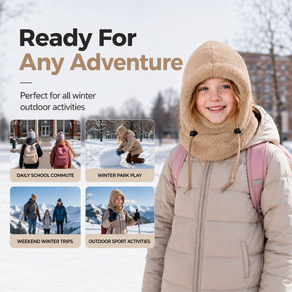 🖤Black Friday!!!💥Sale: 50% OFF💥♟️Kids Fleece Balaclava Hat, Windproof Thermal One Piece Hood Scarf, Adjustable Drawstring Full Face Neck Warmer for Boys Girls, Winter Outdoor Ski Cycling Hat