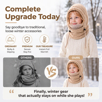 🖤Black Friday!!!💥Sale: 50% OFF💥♟️Kids Fleece Balaclava Hat, Windproof Thermal One Piece Hood Scarf, Adjustable Drawstring Full Face Neck Warmer for Boys Girls, Winter Outdoor Ski Cycling Hat