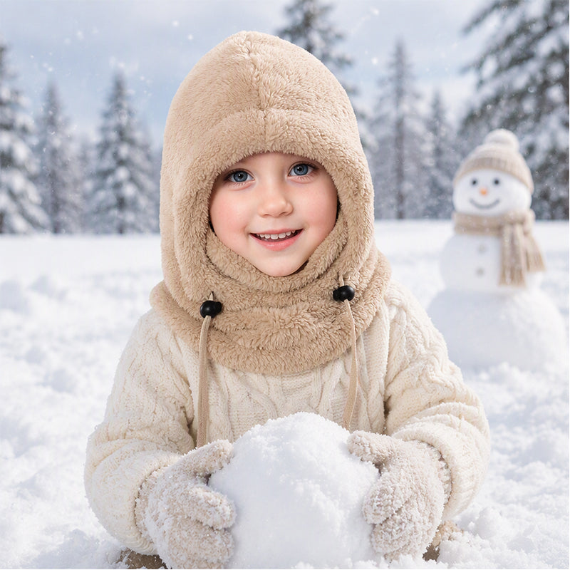🖤Black Friday!!!💥Sale: 50% OFF💥♟️Kids Fleece Balaclava Hat, Windproof Thermal One Piece Hood Scarf, Adjustable Drawstring Full Face Neck Warmer for Boys Girls, Winter Outdoor Ski Cycling Hat