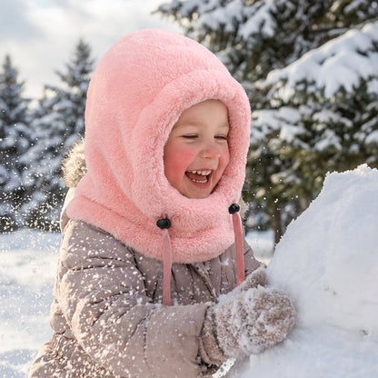🖤Black Friday!!!💥Sale: 50% OFF💥♟️Kids Fleece Balaclava Hat, Windproof Thermal One Piece Hood Scarf, Adjustable Drawstring Full Face Neck Warmer for Boys Girls, Winter Outdoor Ski Cycling Hat