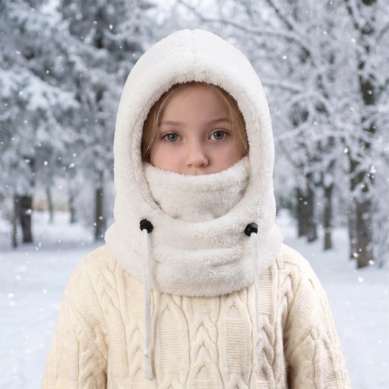 🖤Black Friday!!!💥Sale: 50% OFF💥♟️Kids Fleece Balaclava Hat, Windproof Thermal One Piece Hood Scarf, Adjustable Drawstring Full Face Neck Warmer for Boys Girls, Winter Outdoor Ski Cycling Hat