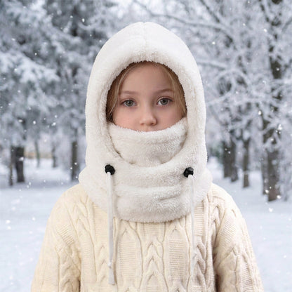 🖤Black Friday!!!💥Sale: 50% OFF💥♟️Kids Fleece Balaclava Hat, Windproof Thermal One Piece Hood Scarf, Adjustable Drawstring Full Face Neck Warmer for Boys Girls, Winter Outdoor Ski Cycling Hat