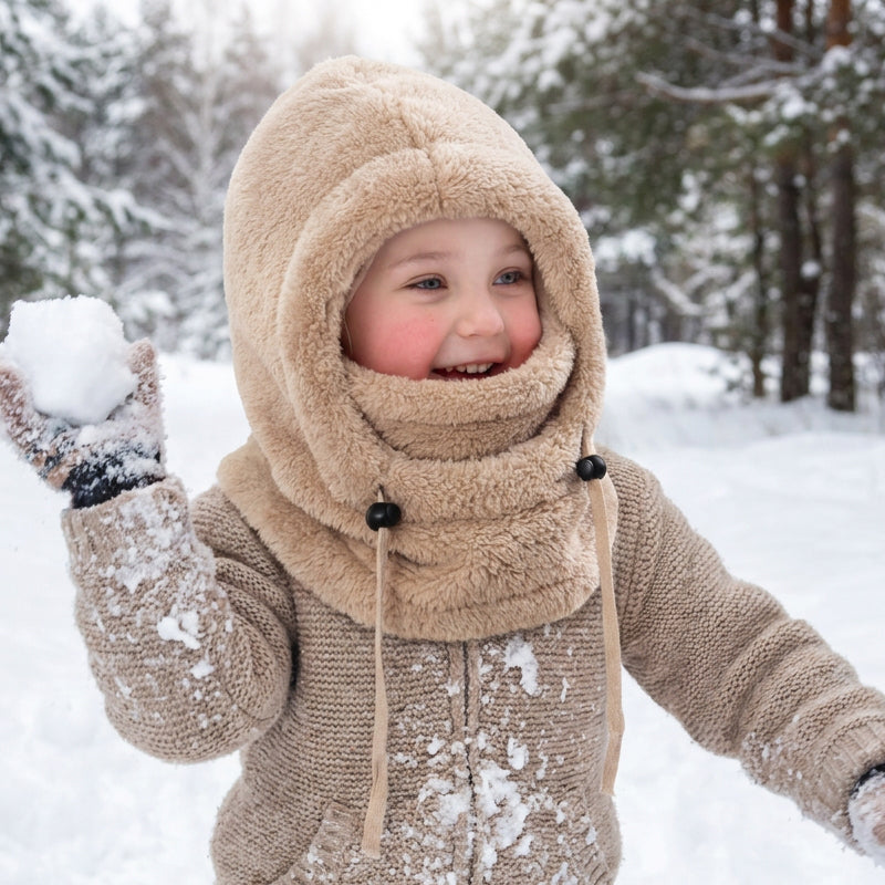 🖤Black Friday!!!💥Sale: 50% OFF💥♟️Kids Fleece Balaclava Hat, Windproof Thermal One Piece Hood Scarf, Adjustable Drawstring Full Face Neck Warmer for Boys Girls, Winter Outdoor Ski Cycling Hat