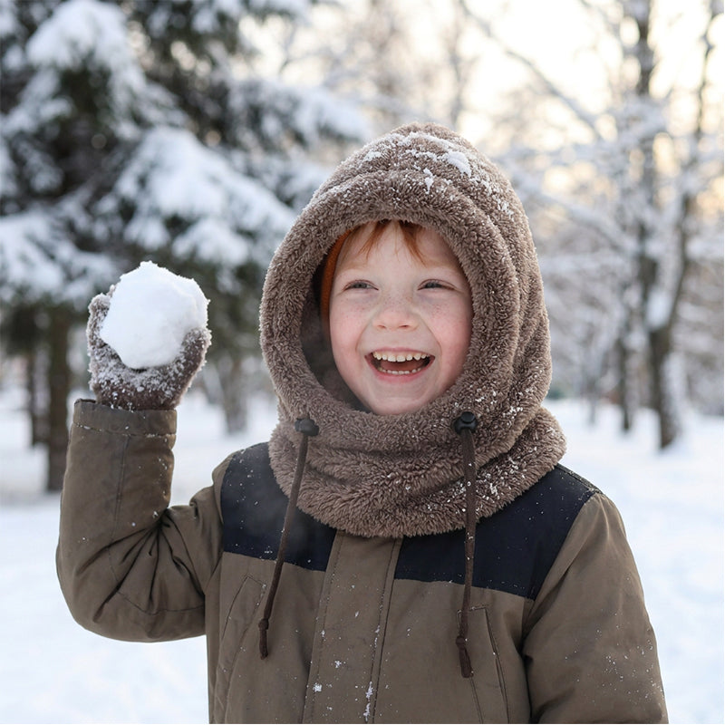 🖤Black Friday!!!💥Sale: 50% OFF💥♟️Kids Fleece Balaclava Hat, Windproof Thermal One Piece Hood Scarf, Adjustable Drawstring Full Face Neck Warmer for Boys Girls, Winter Outdoor Ski Cycling Hat