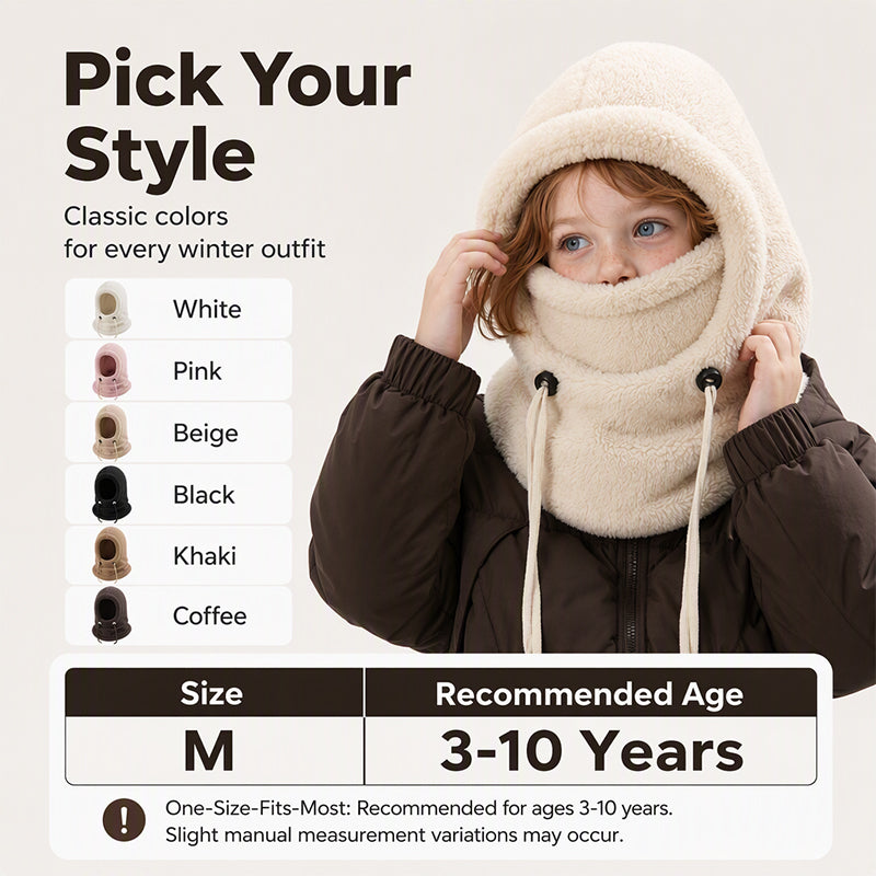 🖤Black Friday!!!💥Sale: 50% OFF💥♟️Kids Fleece Balaclava Hat, Windproof Thermal One Piece Hood Scarf, Adjustable Drawstring Full Face Neck Warmer for Boys Girls, Winter Outdoor Ski Cycling Hat