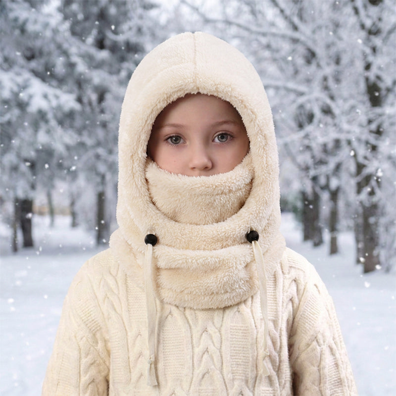 🖤Black Friday!!!💥Sale: 50% OFF💥♟️Kids Fleece Balaclava Hat, Windproof Thermal One Piece Hood Scarf, Adjustable Drawstring Full Face Neck Warmer for Boys Girls, Winter Outdoor Ski Cycling Hat