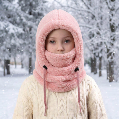 🖤Black Friday!!!💥Sale: 50% OFF💥♟️Kids Fleece Balaclava Hat, Windproof Thermal One Piece Hood Scarf, Adjustable Drawstring Full Face Neck Warmer for Boys Girls, Winter Outdoor Ski Cycling Hat