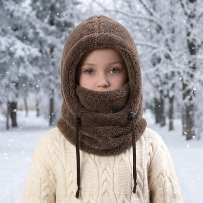 🖤Black Friday!!!💥Sale: 50% OFF💥♟️Kids Fleece Balaclava Hat, Windproof Thermal One Piece Hood Scarf, Adjustable Drawstring Full Face Neck Warmer for Boys Girls, Winter Outdoor Ski Cycling Hat