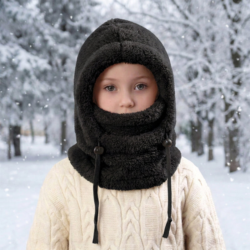 🖤Black Friday!!!💥Sale: 50% OFF💥♟️Kids Fleece Balaclava Hat, Windproof Thermal One Piece Hood Scarf, Adjustable Drawstring Full Face Neck Warmer for Boys Girls, Winter Outdoor Ski Cycling Hat