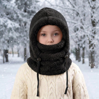 🖤Black Friday!!!💥Sale: 50% OFF💥♟️Kids Fleece Balaclava Hat, Windproof Thermal One Piece Hood Scarf, Adjustable Drawstring Full Face Neck Warmer for Boys Girls, Winter Outdoor Ski Cycling Hat