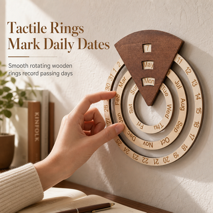⏰Circular Wooden Rotating Perpetual Calendar🪵📅