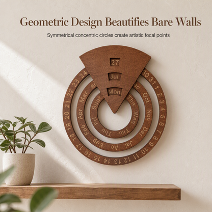 ⏰Circular Wooden Rotating Perpetual Calendar🪵📅
